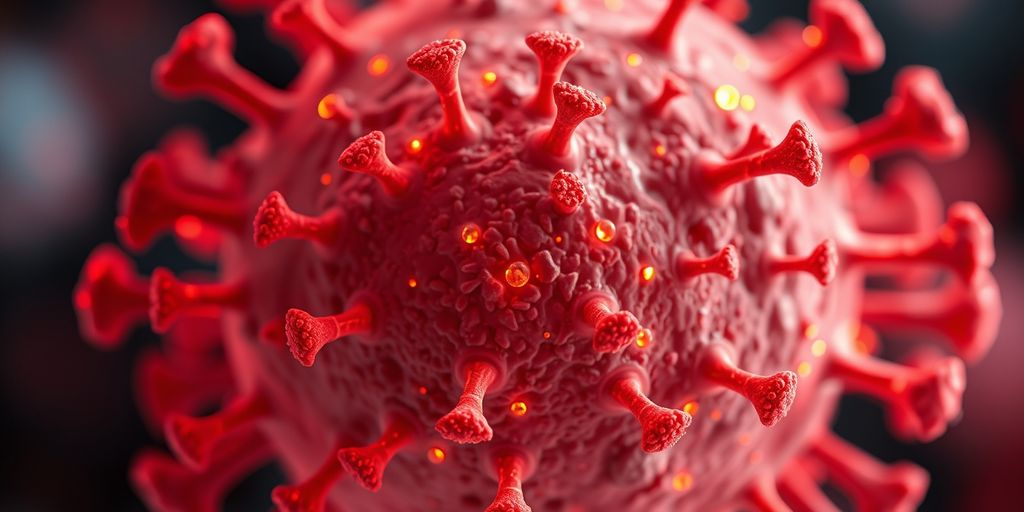 Immune cell with glowing particles