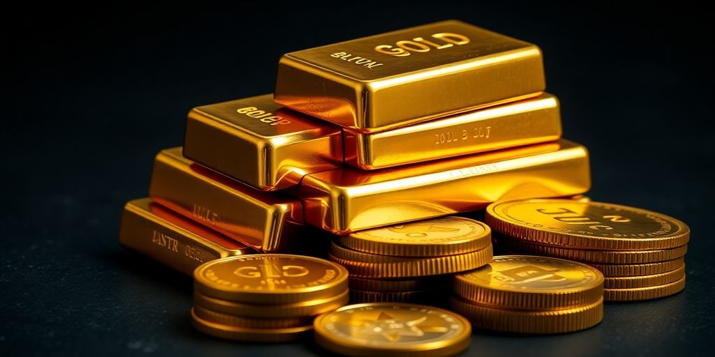 Lingots d'or et pièces anciennes sur un coffre