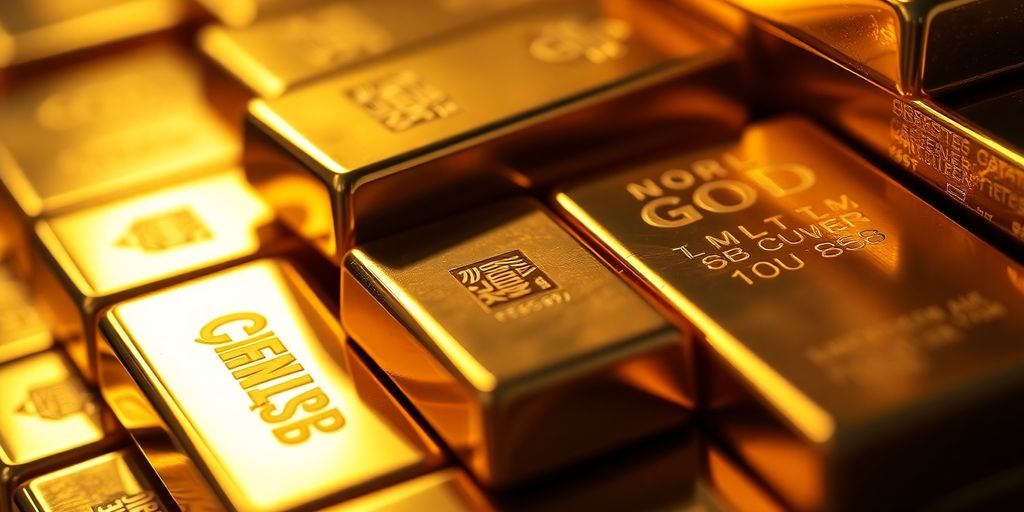 Barres d'or empilées, brillantes et élégantes.