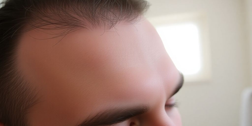 Man's receding hairline and hair fall