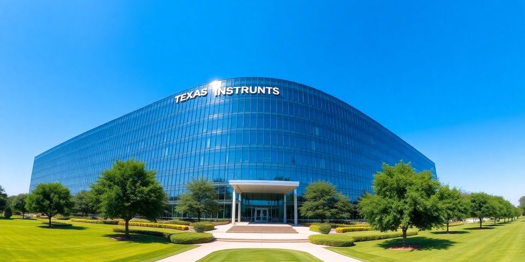 The modern Texas Instruments corporate headquarters in Dallas, Texas.