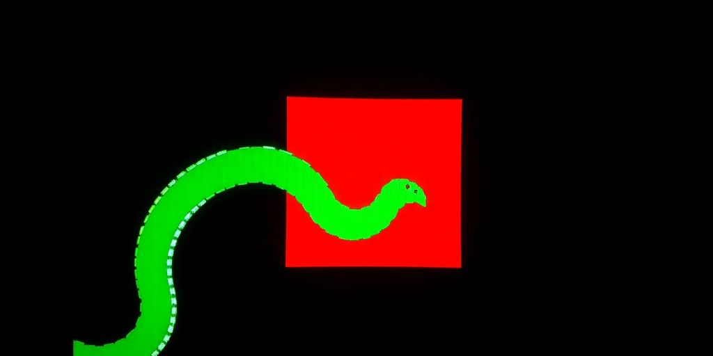 Classic snake game on a retro screen.