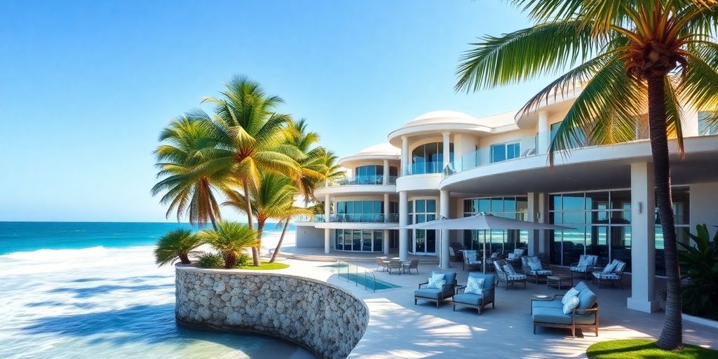 Luxurious beachfront mansion in sunny Florida.
