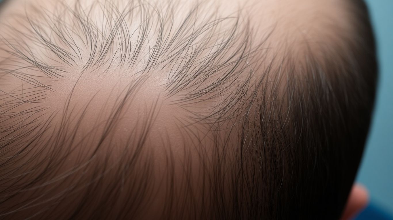 Close-up of scalp with hair follicles