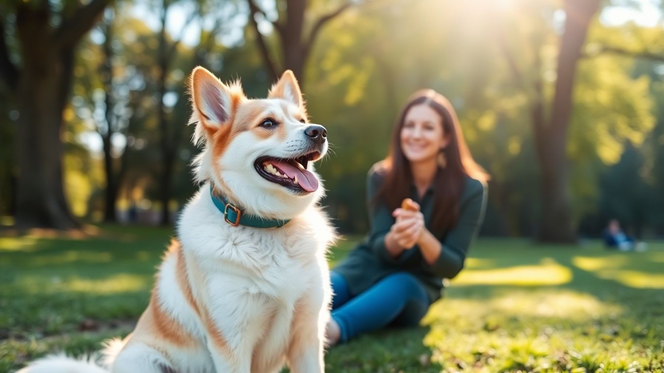 Dog and owner training in a park