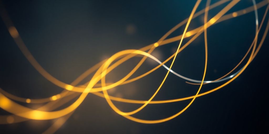 Abstract financial market with flowing lines.