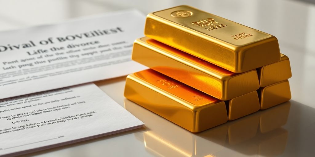 Lingots d'or et documents de divorce