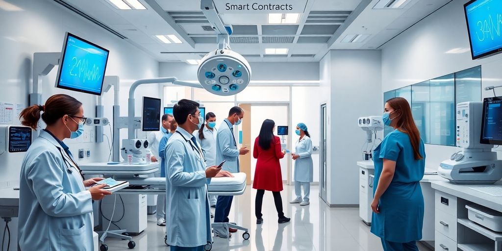 Modern healthcare facility with advanced technology and interaction.