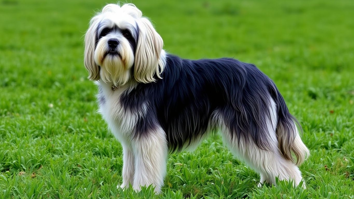 Majestic Komondor dog in a green field.