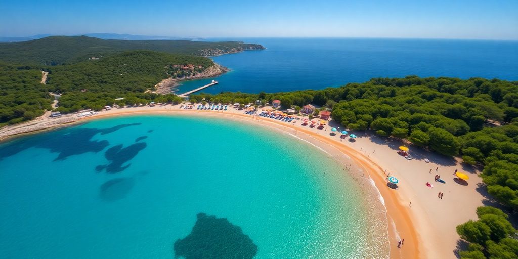 Der schönste Strand in Pula, Kroatien mit klarem Wasser.
