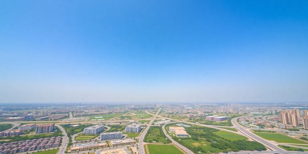 Lahore Smart City economic growth aerial view.