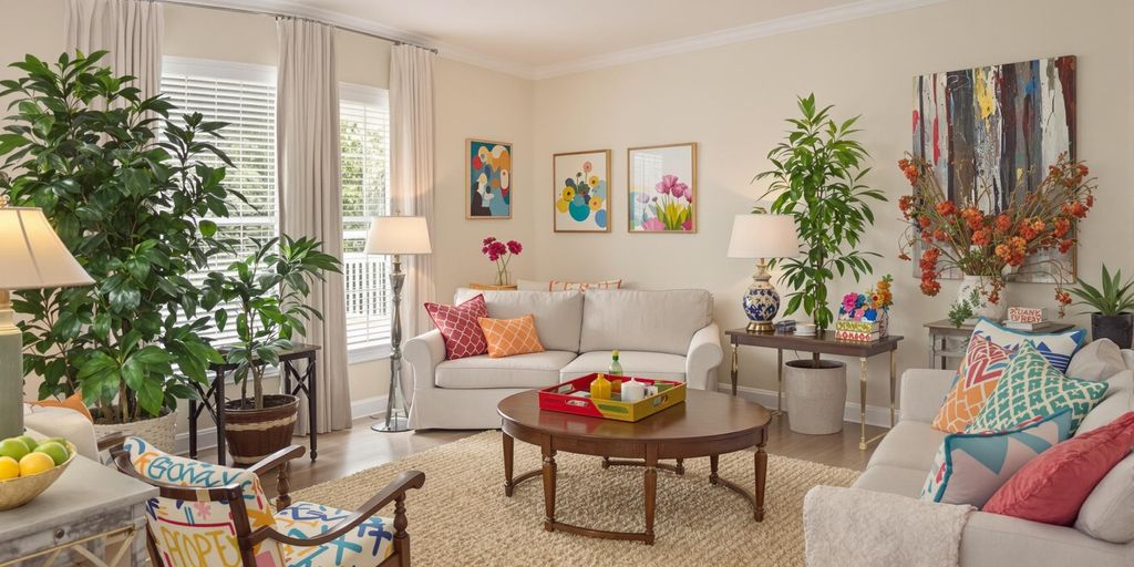 Restored living room after water damage restoration service.