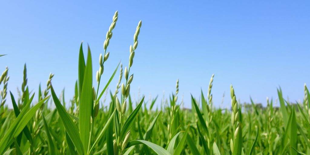 Field of sesame plants with green foliage