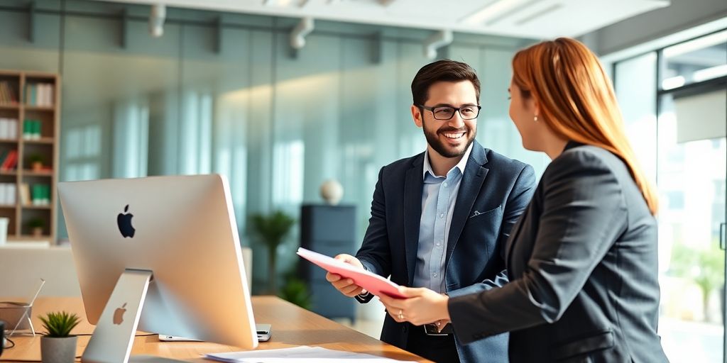 Image d'un propriétaire d'entreprise discutant avec un banquier.