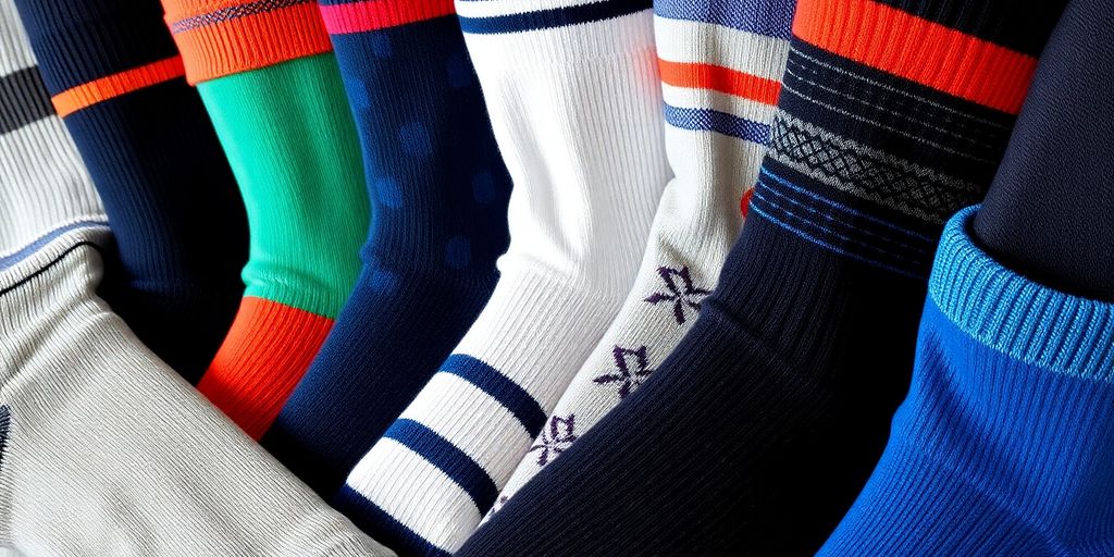 Collection of men's diabetic socks in various styles.