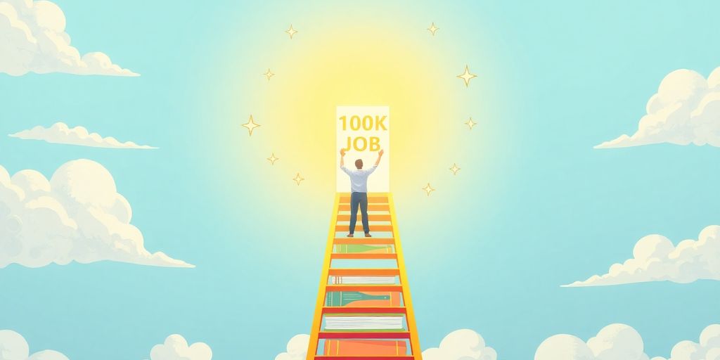 Person climbing ladder to clouds, no degree.