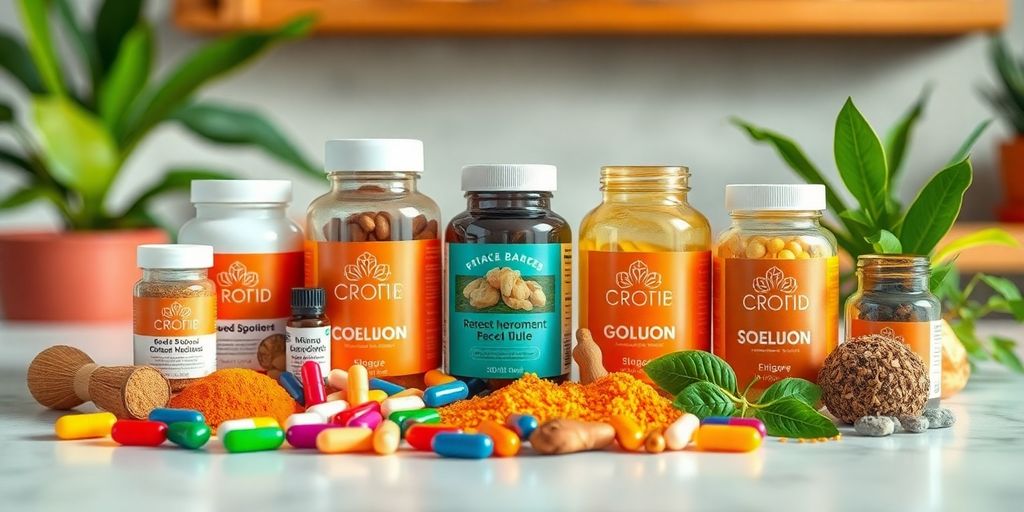 Colorful supplements in a clean, vibrant arrangement.