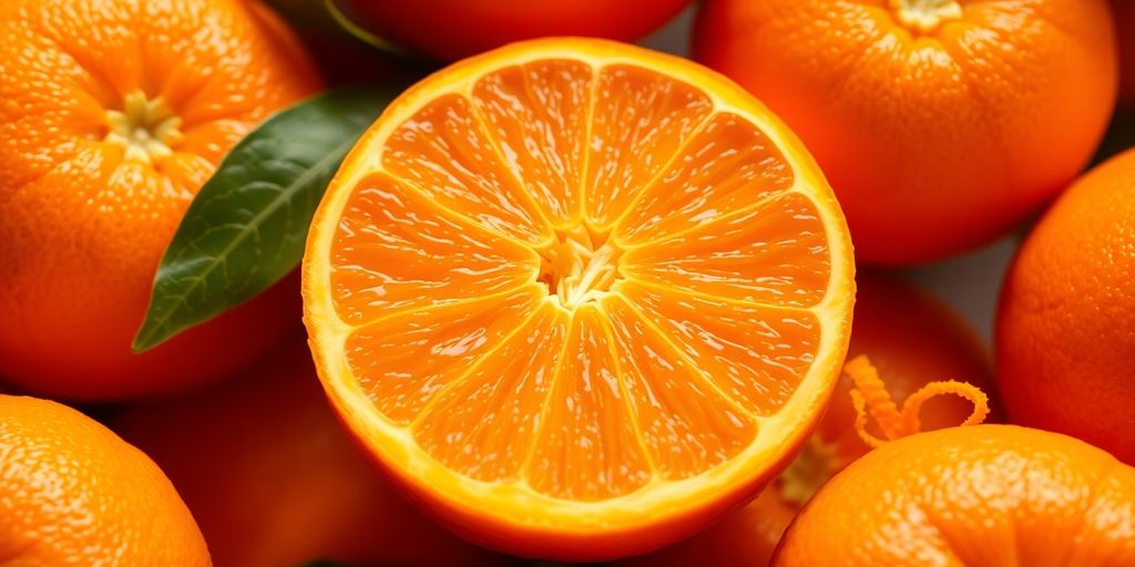 Fresh orange slices, whole orange, and a sprinkle of zest.