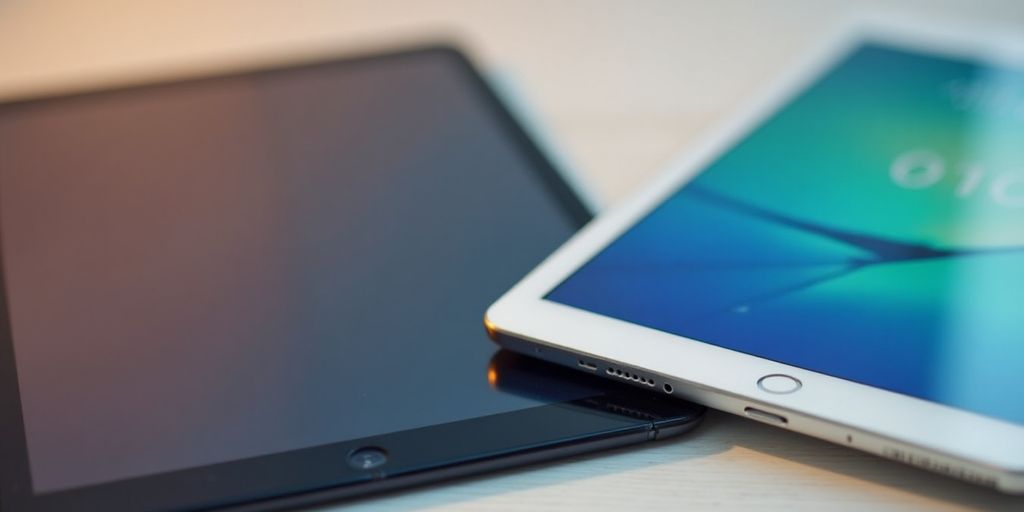 Nahaufnahme eines iPads und Android-Tablets.