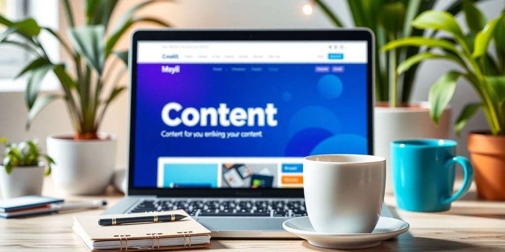 A workspace with a laptop, notepad, and coffee.