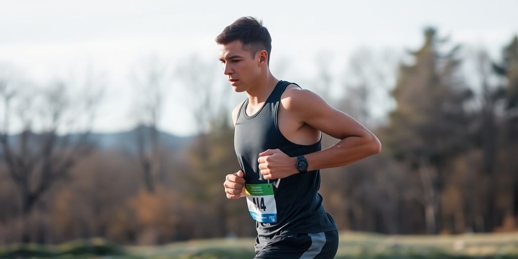 Runner training outdoors for a marathon.