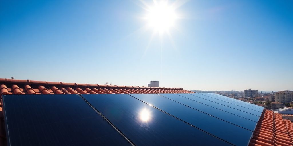 Panneaux solaires sur un toit ensoleillé à Marseille