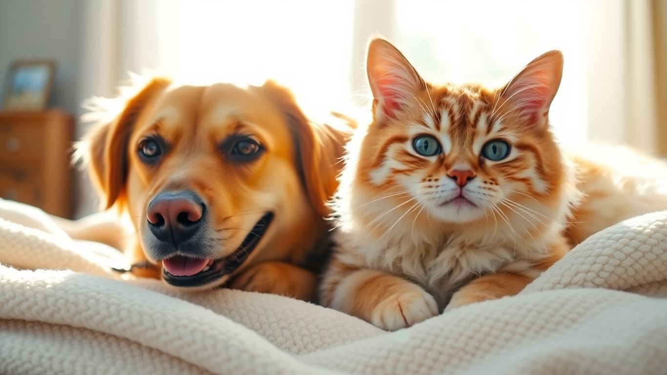 A dog and cat resting together peacefully.