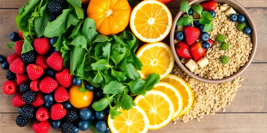 Alimentos frescos e saudáveis para uma dieta equilibrada.