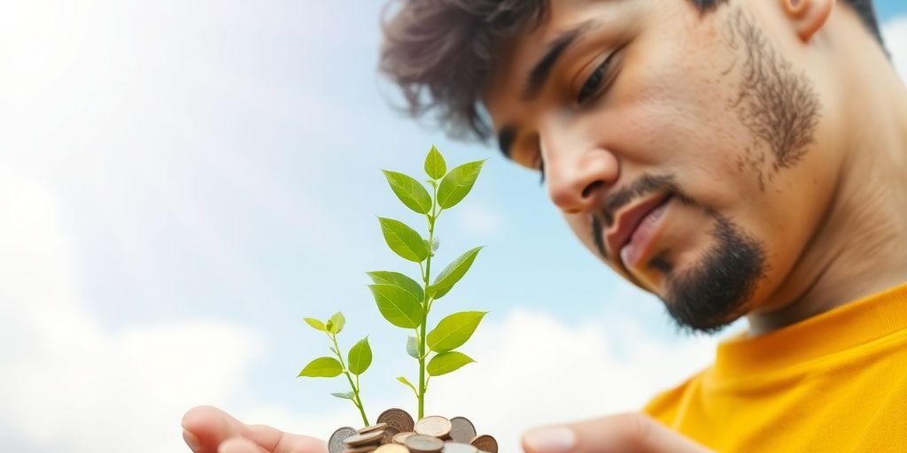 Financial growth with an upward arrow.