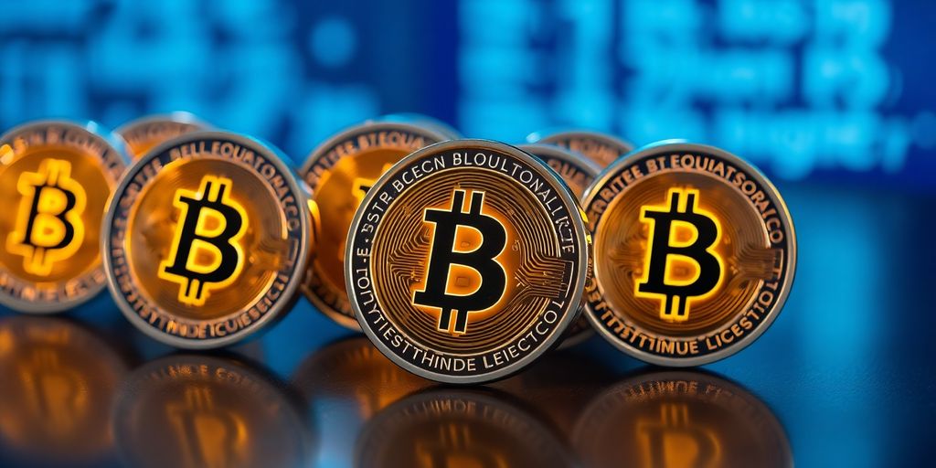 Digital coins glowing with secure locks.