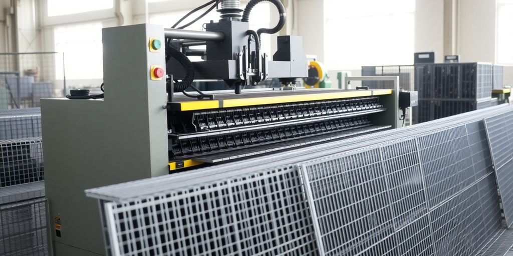 3D fence welded mesh machine with finished panels.