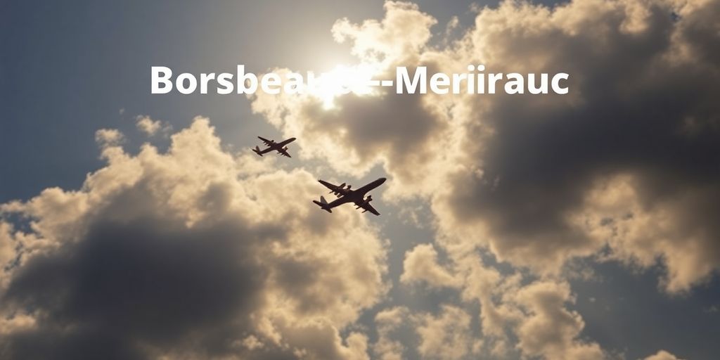 Ciel avec des avions et un paysage aérien de Bordeaux-Mérignac.