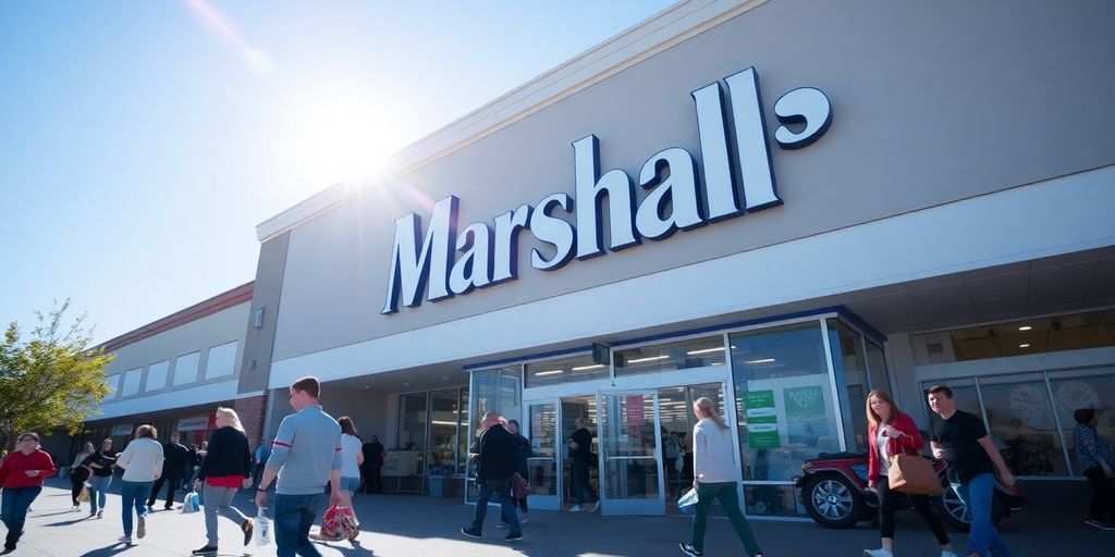 Marshalls storefront with people entering.