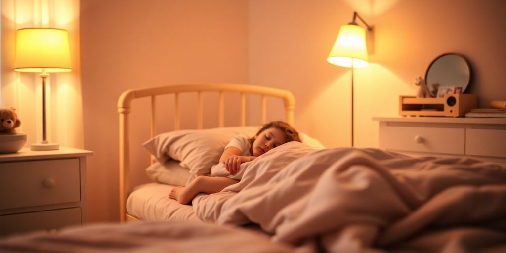 Child sleeping peacefully in a cozy bedroom setting.