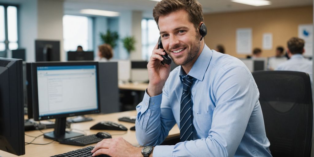 IT support technician assisting a customer over the phone