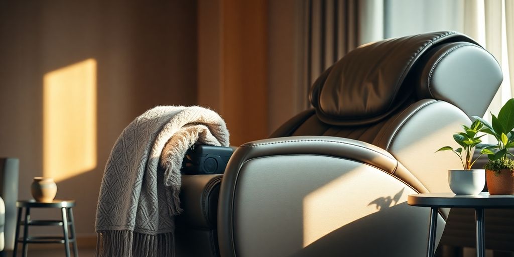 Plush massage chair in a cozy living room.