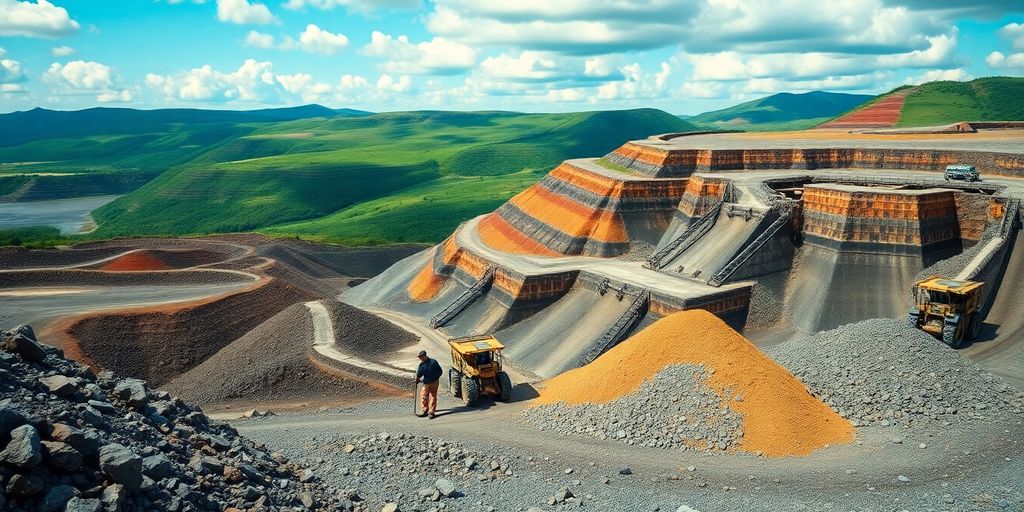 Miners working in Ukraine's mineral-rich landscape.