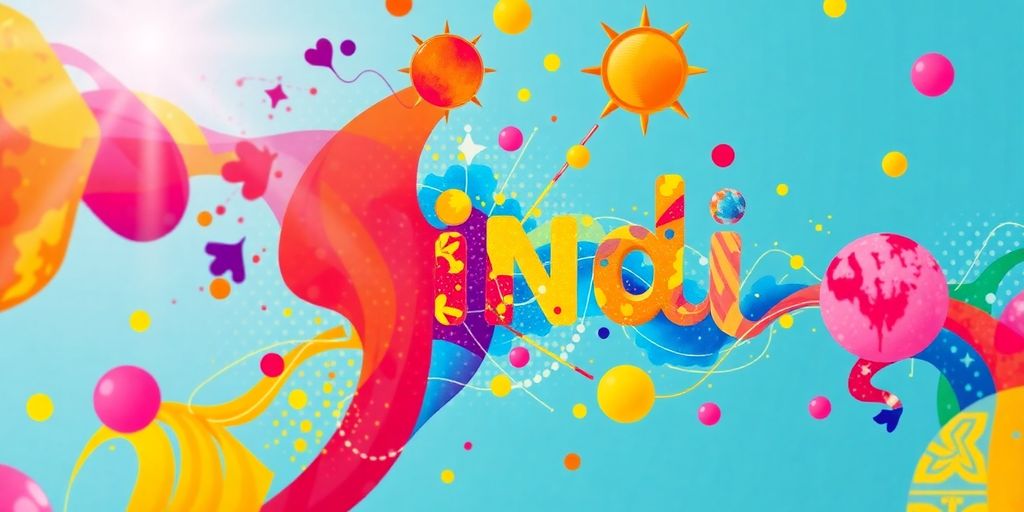 Illustrating Hindi innovation with vibrant cultural elements.