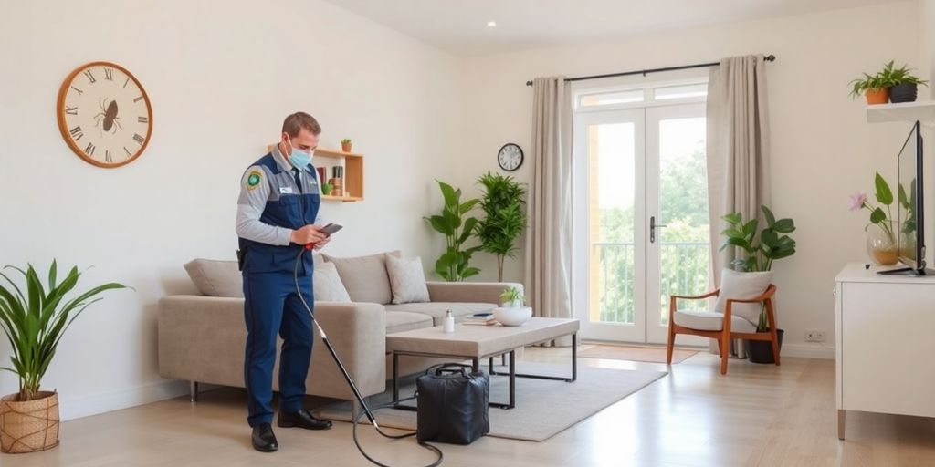 Tehnician DDD aplicand tratamente de deratizare.