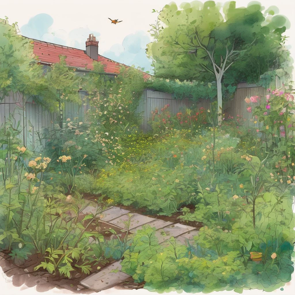 overgrown garden with weeds being removed