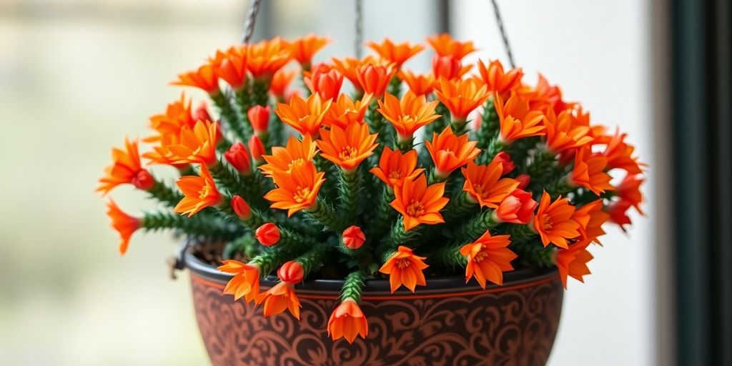 Echinopsis chamaecereus con flores naranjas vibrantes