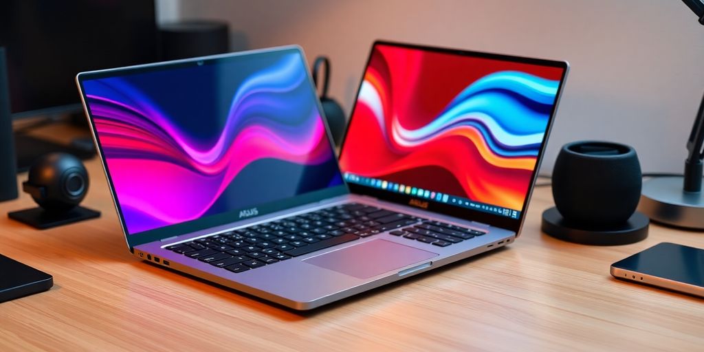 صورة لجهاز لابتوب أيسر زينبوك برو على مكتب أنيق