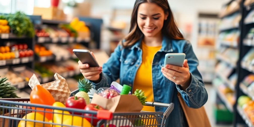 Grocery delivery with a shopper using a mobile app.