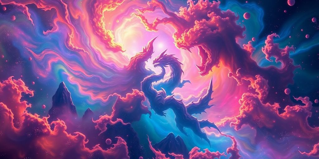 Vibrant digital art being generated.