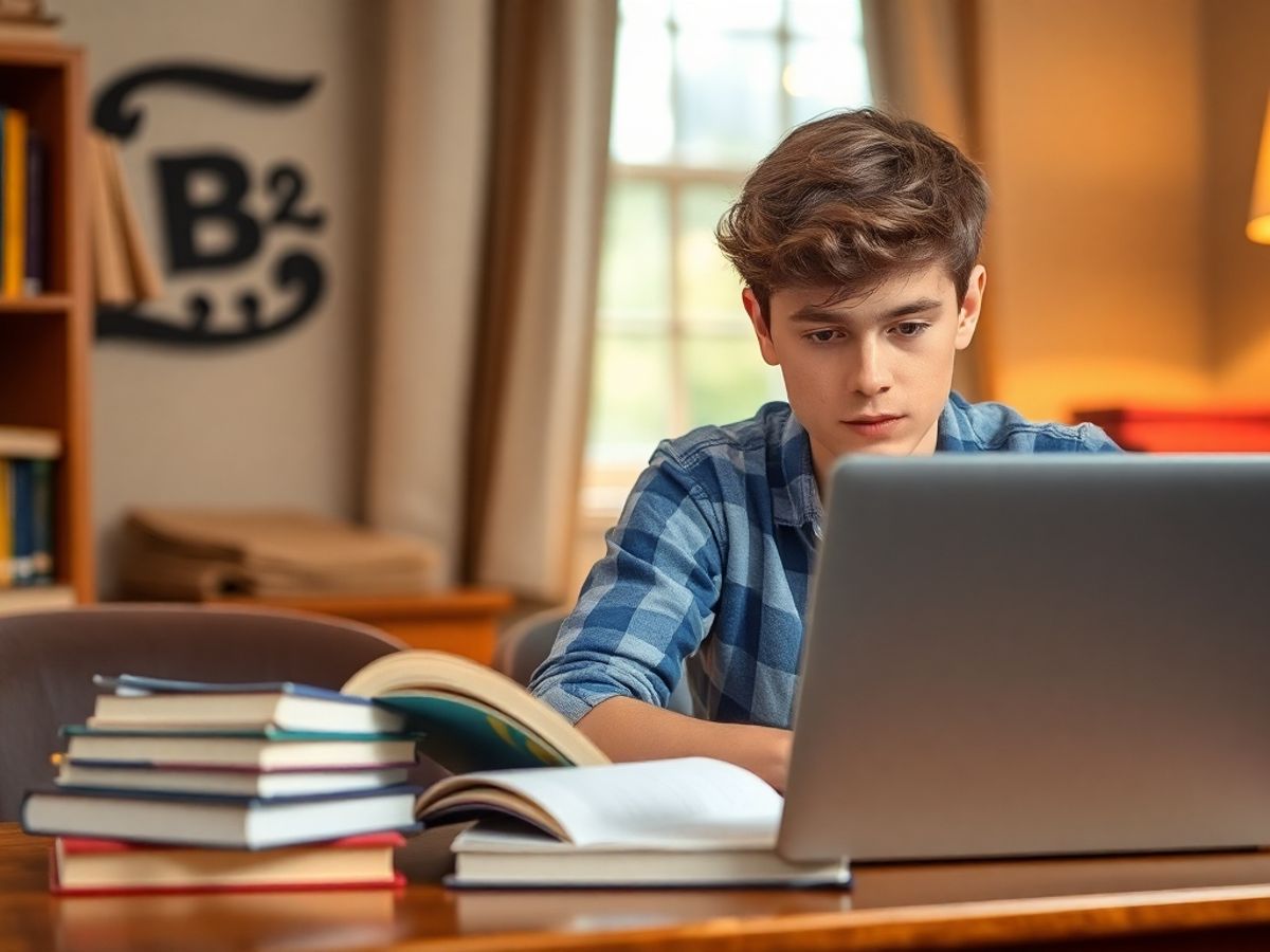 Student studying for the SAT exam in a cozy setting.