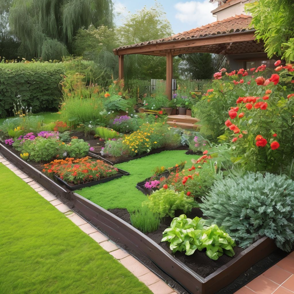 garden with plants being fed with granular fertilizers