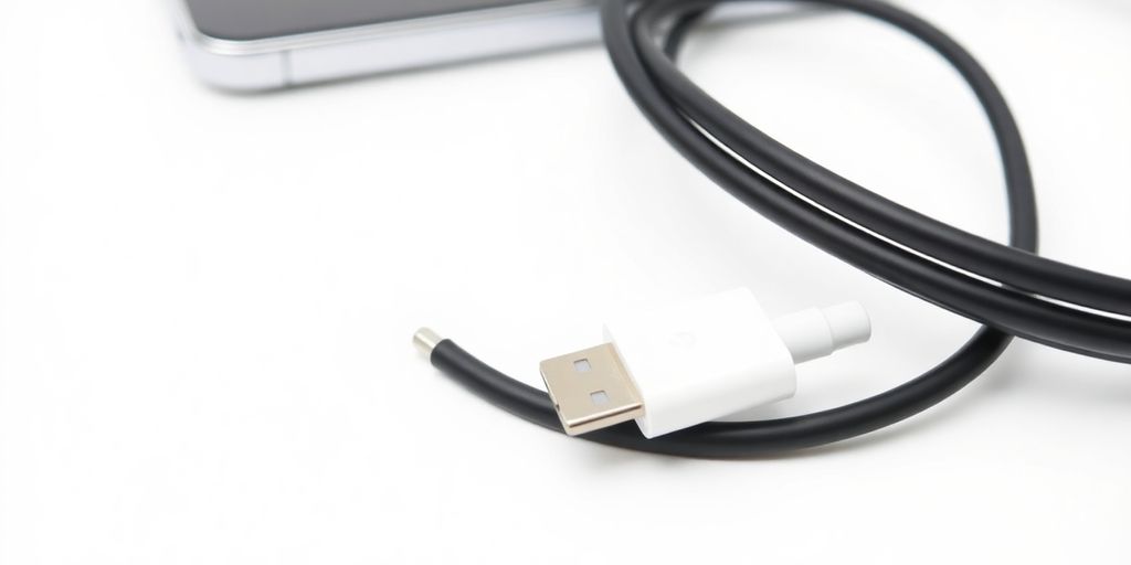 Cabos de smartphone limpos em fundo branco.