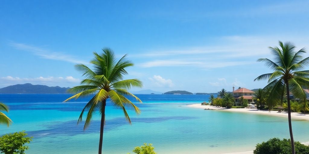 Beachfront properties in Phuket under clear blue skies.