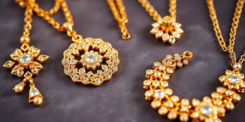 Bijoux en or élégants sur fond de velours.
