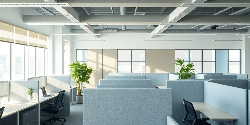 Moderne kantoorinrichting met akoestische wanden